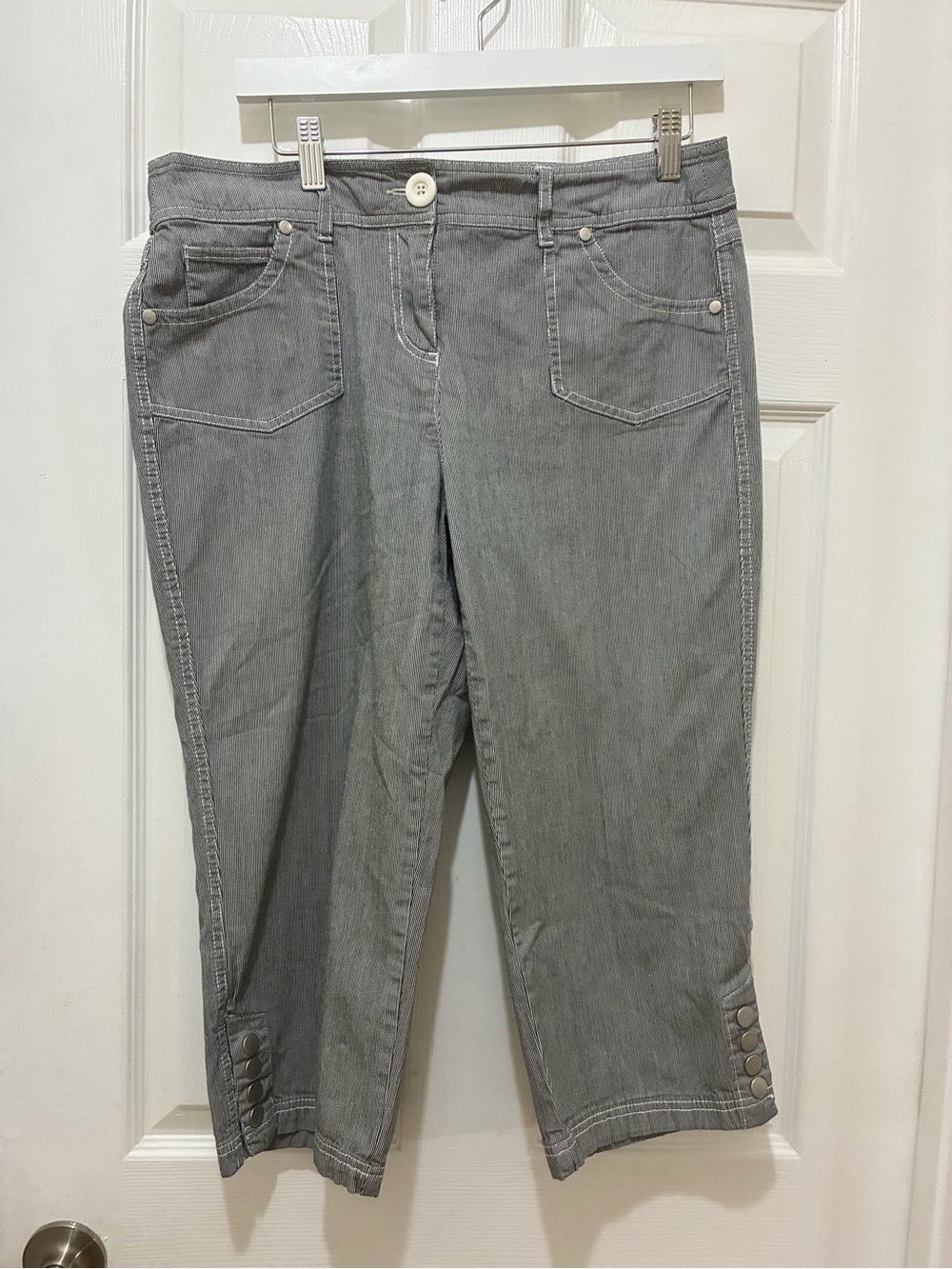 Style & Co. Gray Ankle Crop Jeans with Button Cuff size 12P